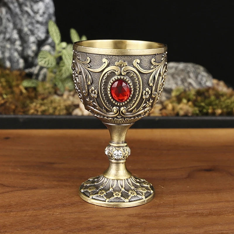 1pc Timeless Embossed Metal Chalice Goblet Vintage Wine Champagne Liqueur Cup Perfect For Bars Restaurants Home Decor Qme A8