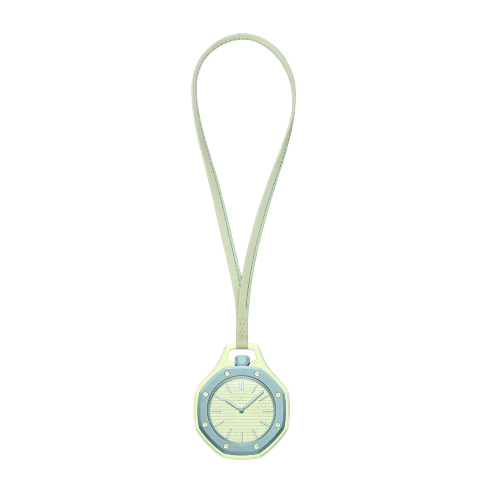 Octagonal Pocket Watch Necklace with PU Leather Lanyard Casual Hanging Watch Quartz Movement Candy Color Fashion Pendant Watches Qme Light Green