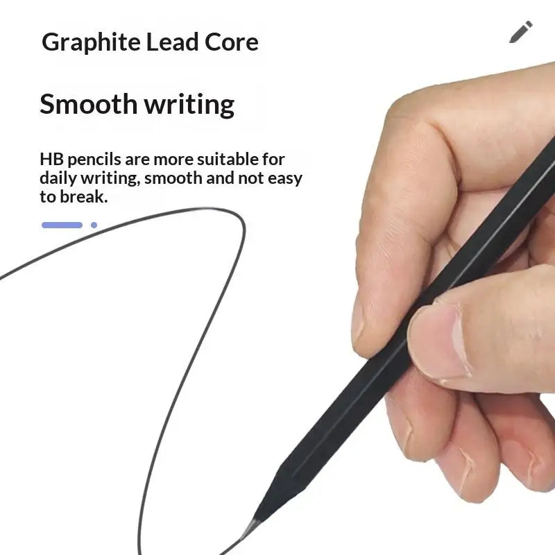 10-piece Black Wooden Pencils HB Hexagonal Lead Optional Writing Qme