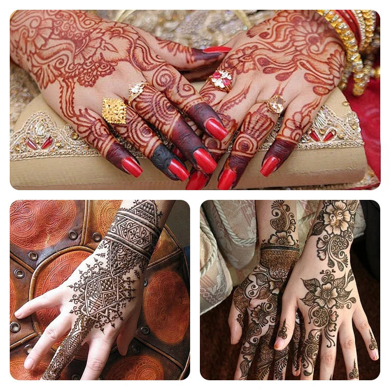 Henna Temporary Tattoo Non-toxic Cone Body Paint Brown Paste Qme