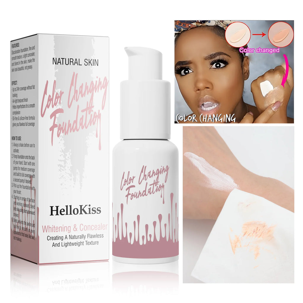 1PC Magic Color Changing Foundation Liquid Soft Matte Long Lasting Hydrating Makeup Base Cream for All Different Skin Tone Qme