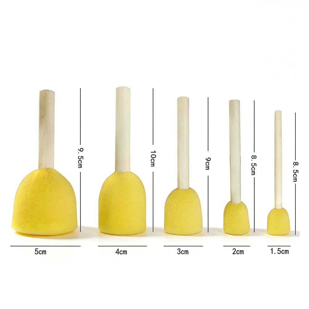11Pcs Kids Sponge Painting Brushes Set, Early Learning DIY Art Craft Tools with Round Stamping Brushes, Palette Masking Tape Qme