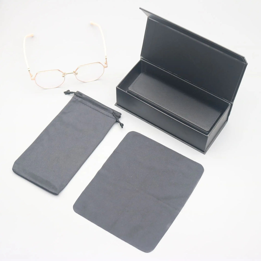 4 pcs Set High-Quality Black Eyeglass Case Handmade Faux Leather Large Capacity Storage Luxurious Premium Feel Eyeglass Box Qme