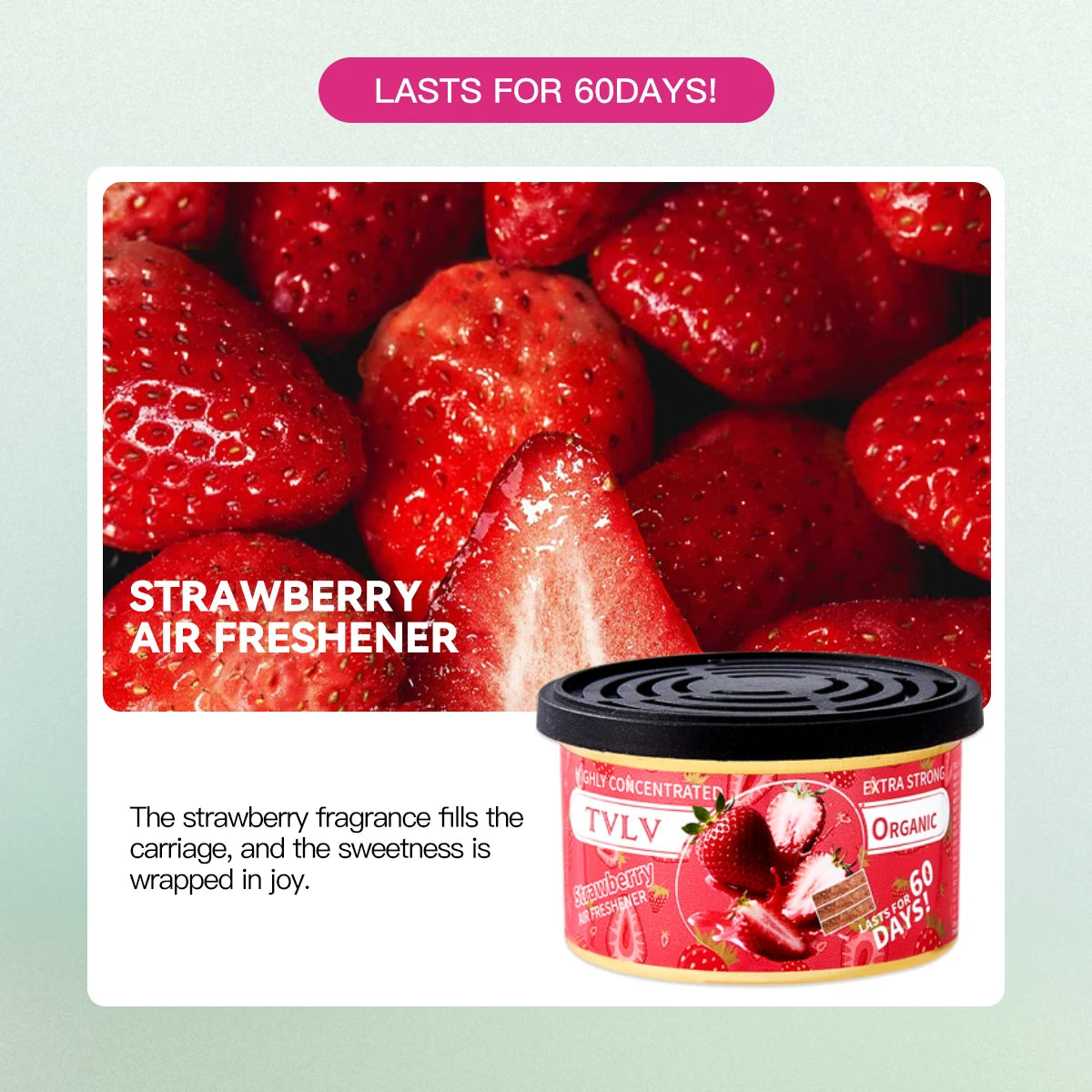 Multi Flavored Car Aromatherapy Long-lasting Room Fragrance Solid Qme 03 Strawberry