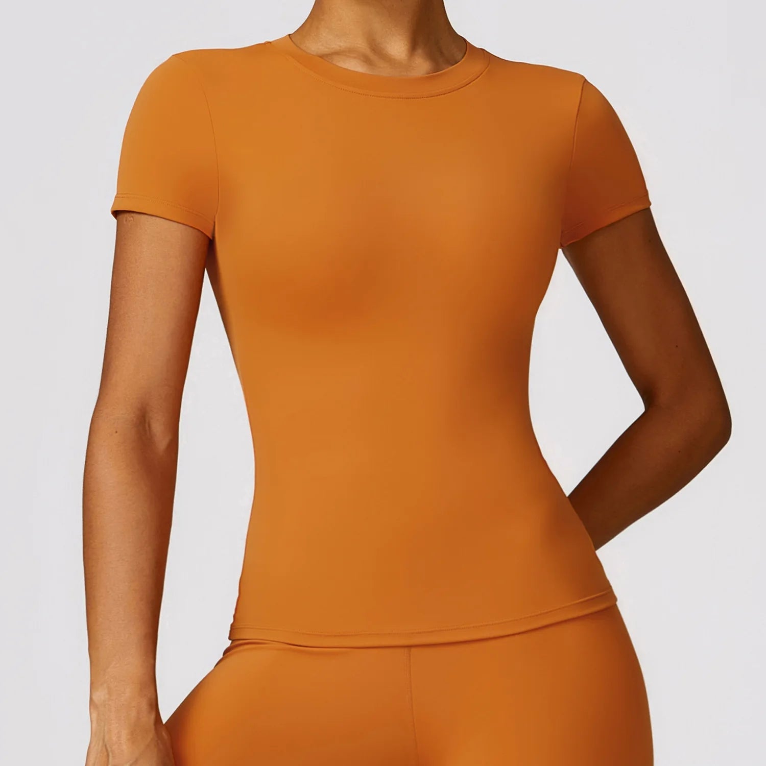 A Sports Tops Quick-drying Ladies Tank Top Fitness Running Yoga Short Sleeve Elastic Breathable Yoga T-Shirt For Women Qme Earl Orange L