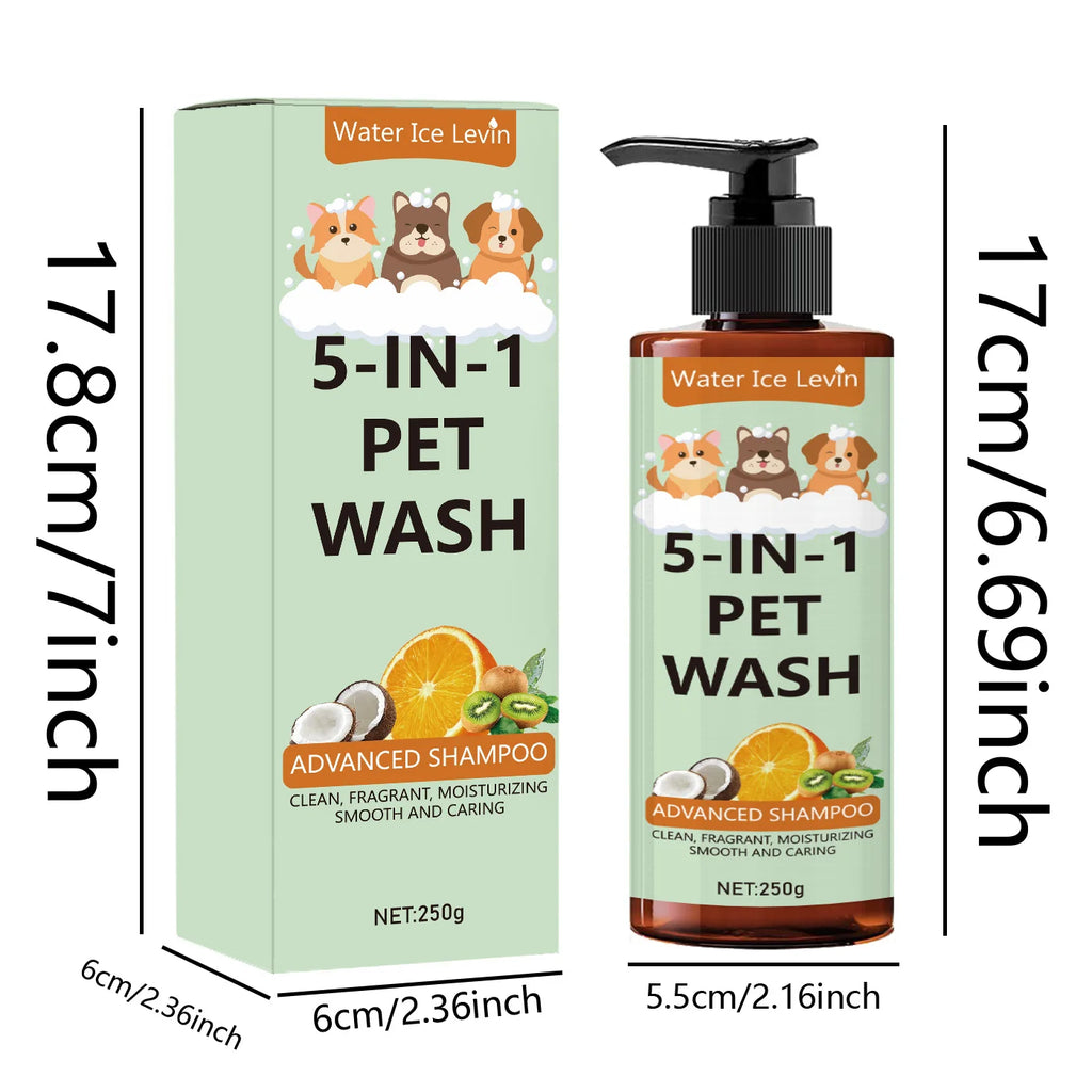 5-in-1 Natural Coconut Pet Shampoo, Conditioner, and Body Wash, Gentle Cleansing, Soothes Skin, Creates Shiny Fur, Safe and Healthy, Suitable for Cats and Dogs Qme