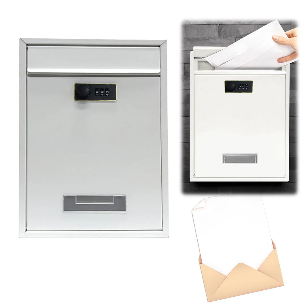 Modern Wall Mailbox Rainproof Hanging Secured Postbox Stainless Steel Mailbox for After Hours Deposits Qme