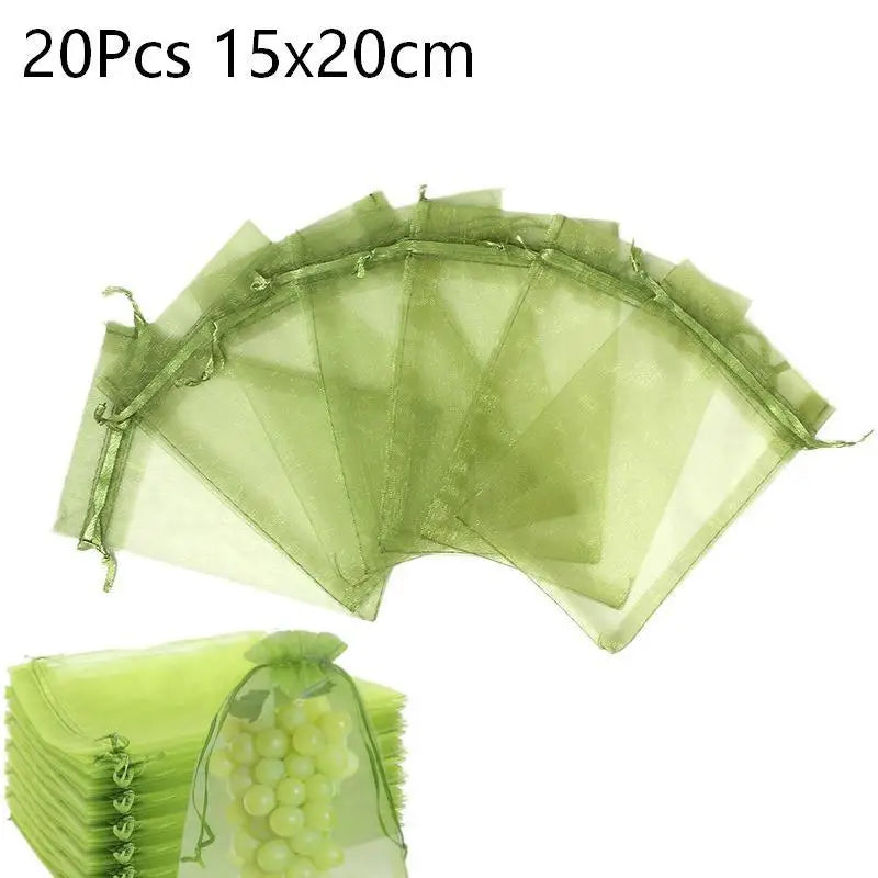 20 Reusable Fruit Proof Drawstring Bags Plants Protection Mesh Pest Qme 20Pcs 15x20cm