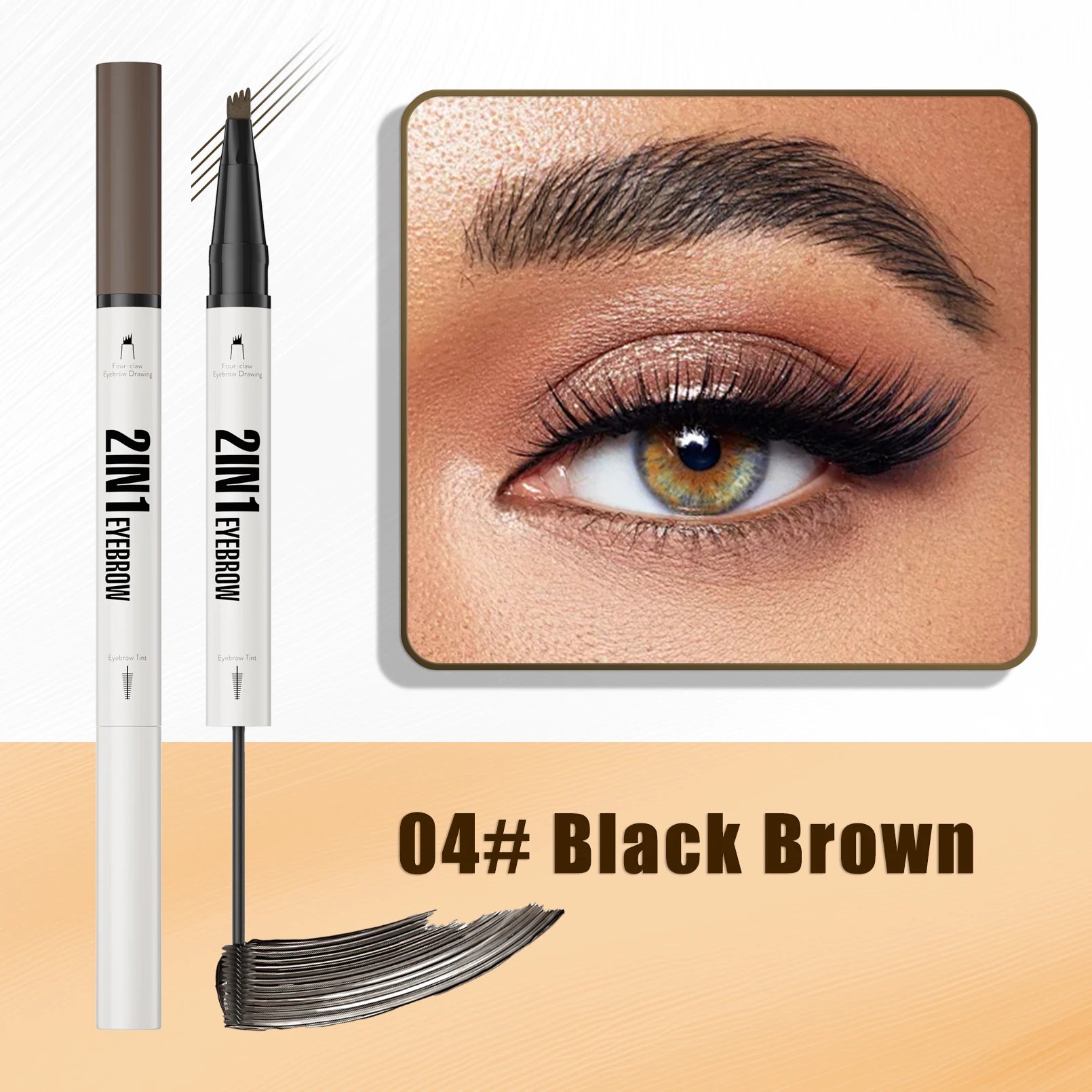 Waterproof Eyebrow Pen 2-in-1 Eyebrow Pencil And Tint Microblading Eyebrow Pencil with 4 Split Head for Perfect Brows Qme 9712-4