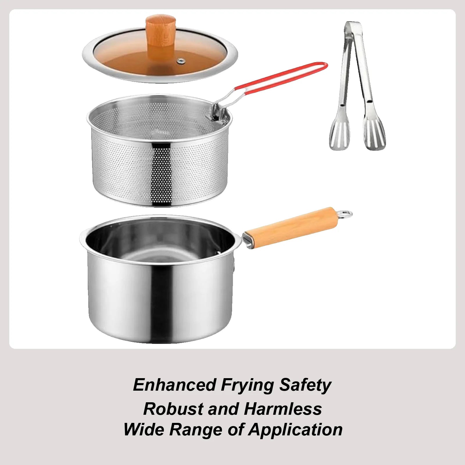 Frying Pot Basket Lid Cooking Deep Fryer Cookware Oil Strainer Qme China Mainland