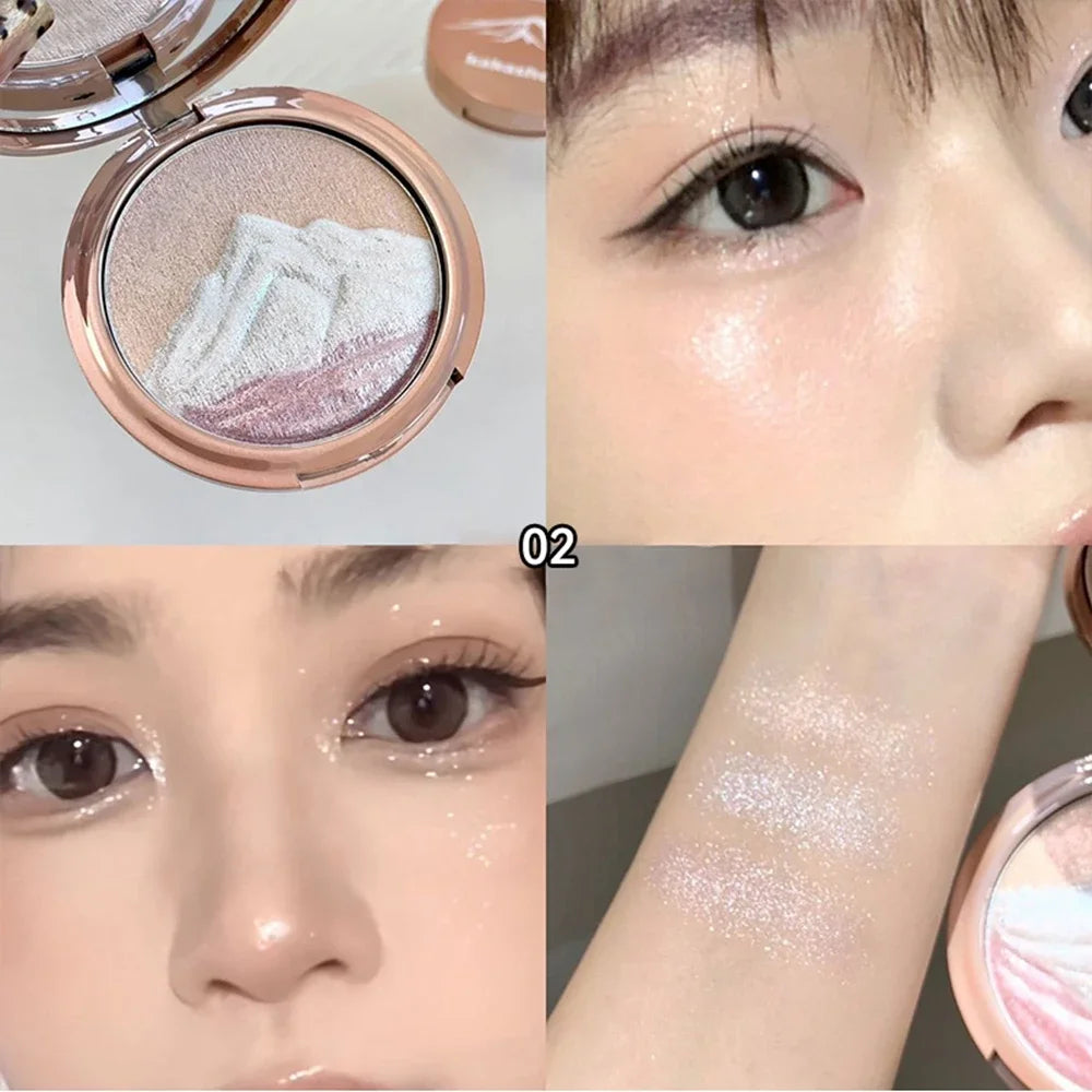 High-Gloss Palette Delicate Pearl Shimmer Non-Cakey High Color Payoff Facial Contour Brightening Contouring Natural Makeup Qme 02