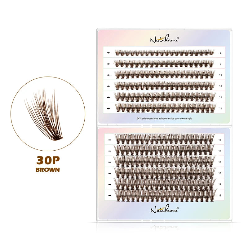 NATUHANA 20D 30D 40D 50D 60D 80D Cluster Eyelashes DIY Individual