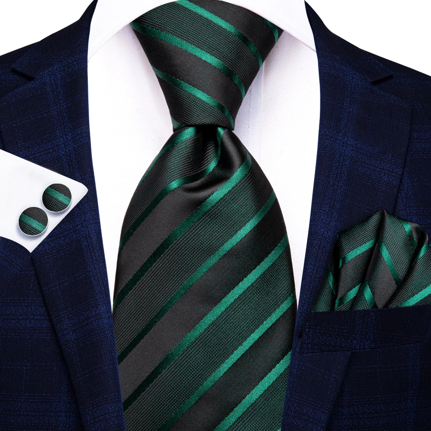 Hi-tie Red Blue Striped Business Mens Tie Jacquard Necktie Qme N-3904