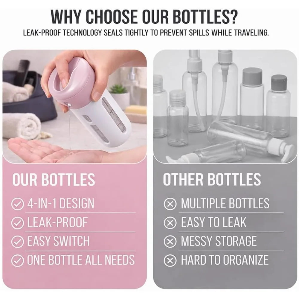 4-in-1 Emulsion Dispenser Bottle Travel Refillable Lotion Container Qme