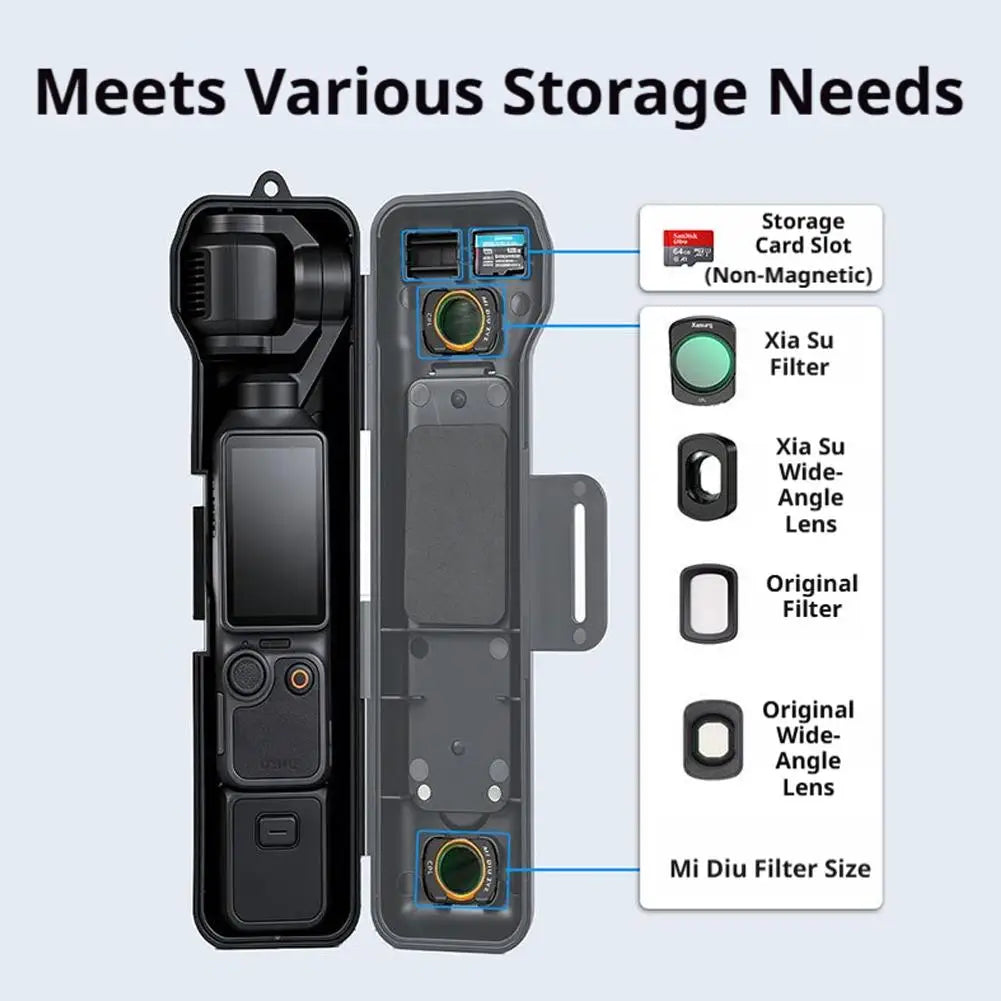 Full Coverage Flip Case for DJI Osmo Pocket 4 3 Shockproof Protective Shell with Built-in Filter Storage Box Pocket 4 Accessory Qme