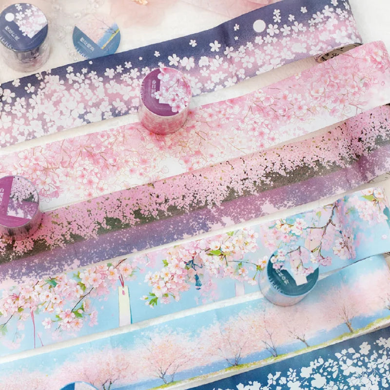 50mm X 2m Washi Tape Sakura Cherry Blossom DIY Scrapbooking Journal Planner Stickers for Phone Case Notebook Decoration Qme