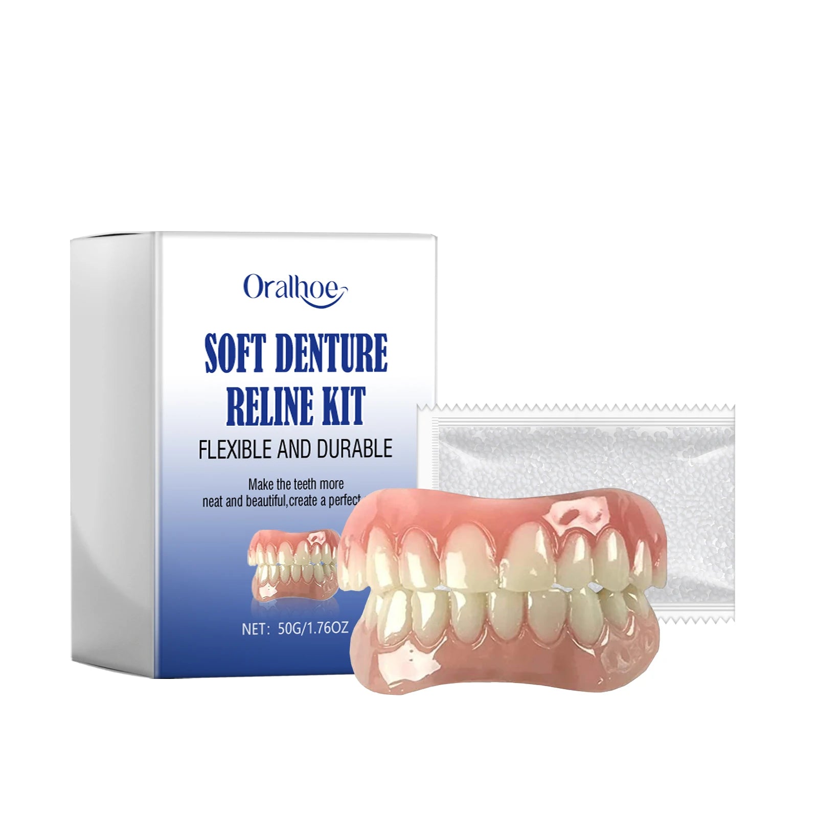 Denture Silicone Temporary Tooth Repair Missing Reduce Dental Space Qme 1Set Boxed