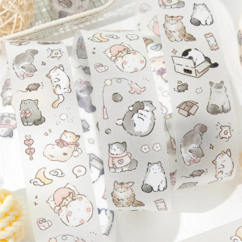 50mm*2m/roll Sparkling sand craft decorative tape lucky cat series label stickers DIY magazine albums phone cases stationery tap Qme