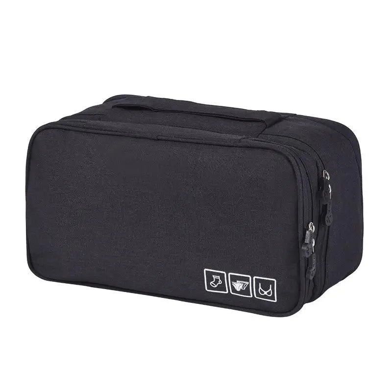 Portable Travel Multi-function Storage Cube Bag Underwear Bra Socks Qme Black 11x6.3x5.12in