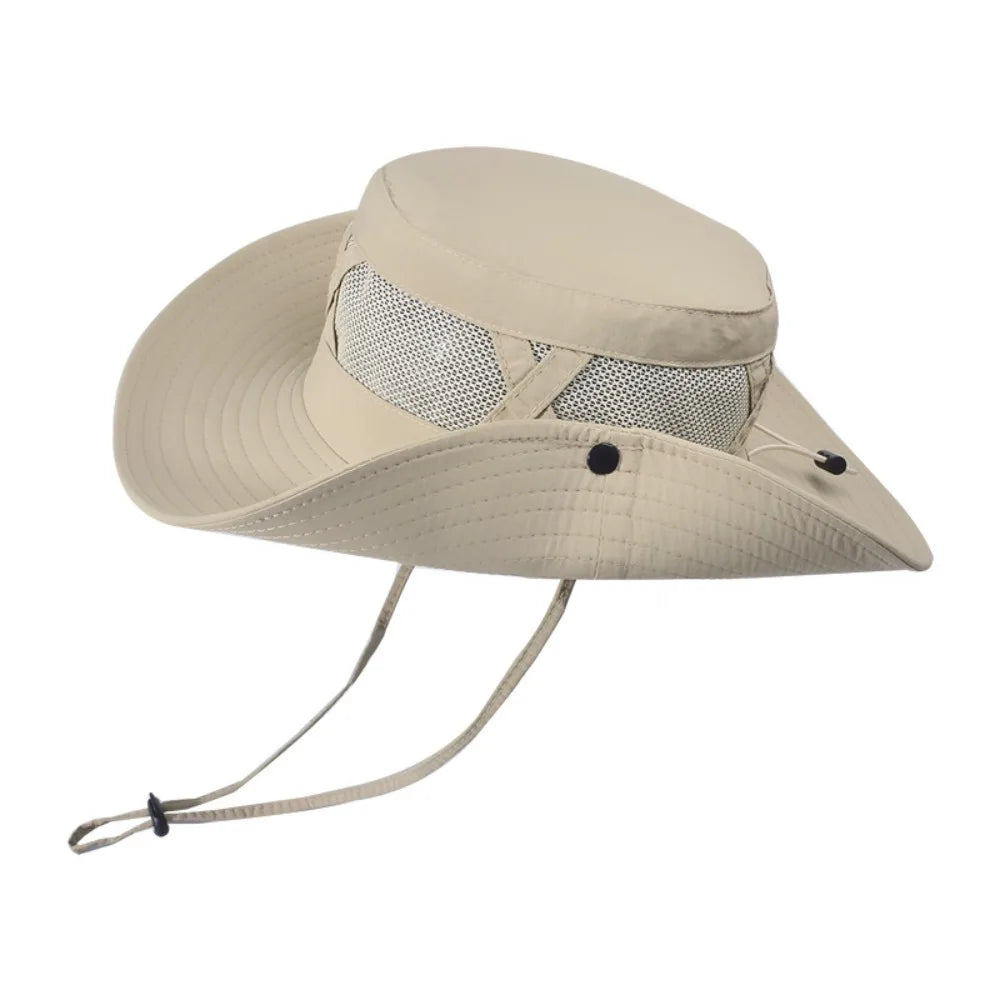 Creative Nylon Mesh Fisherman's Hat Quick-dry Waterproof Portable Hiking Cap Sunscreen Soft Folding Bucket Hat Man Woman Qme Beige