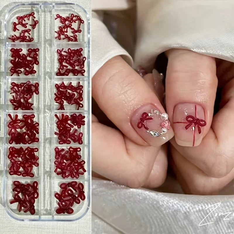 12-compartment Burgundy Bow Nail Art Year's Christmas Wreath Qme army green