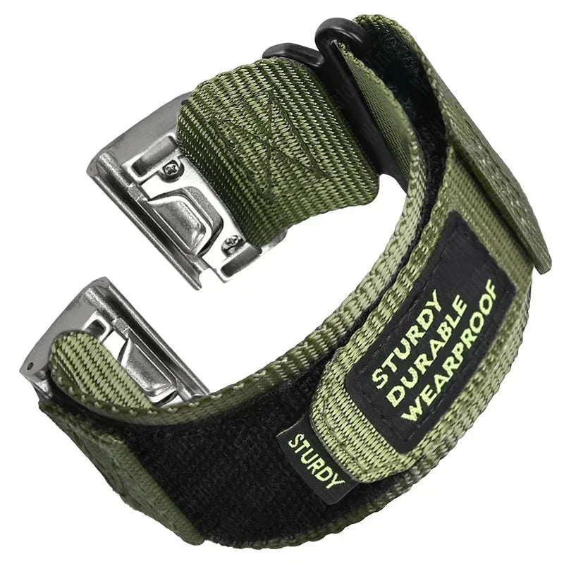 Quick Nylon Band for Garmin Watch Instinct 2X Tactics Strap Fenix 6X Pro 5Plus 7X 8 26mm 22mm Replacement Sport Release Bracelet Qme green silver For Fenix 3-3 HR