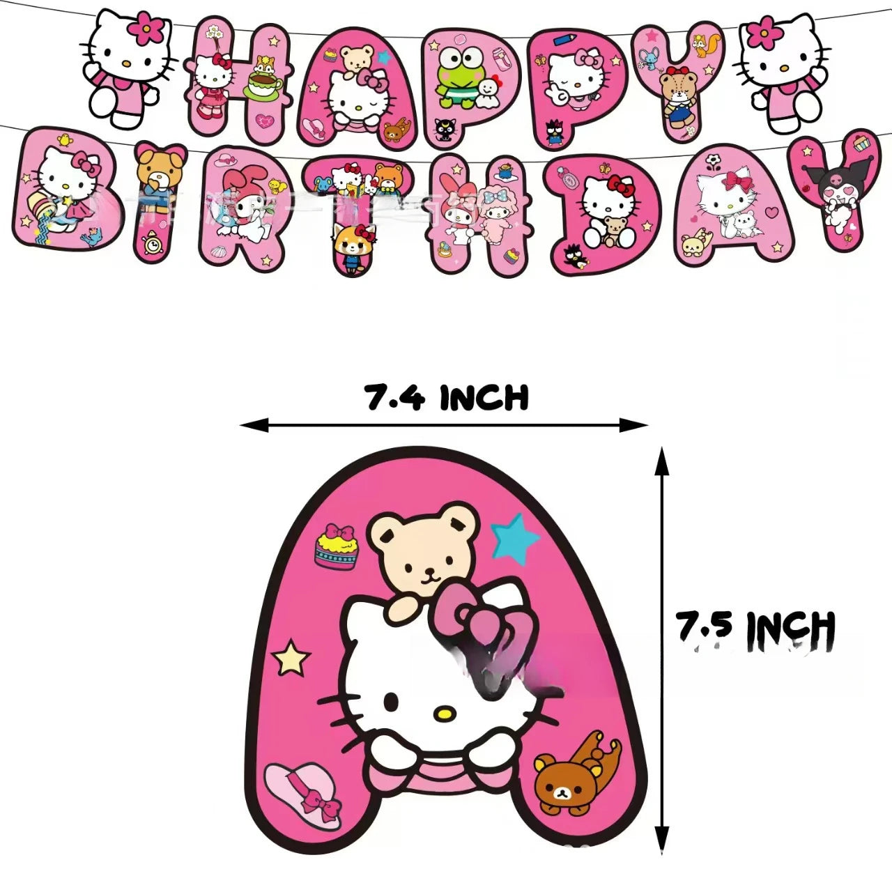 Hello Kitty Kuromi-themed Birthday Party Decorations Balloons Paper Qme Banners 15 pieces