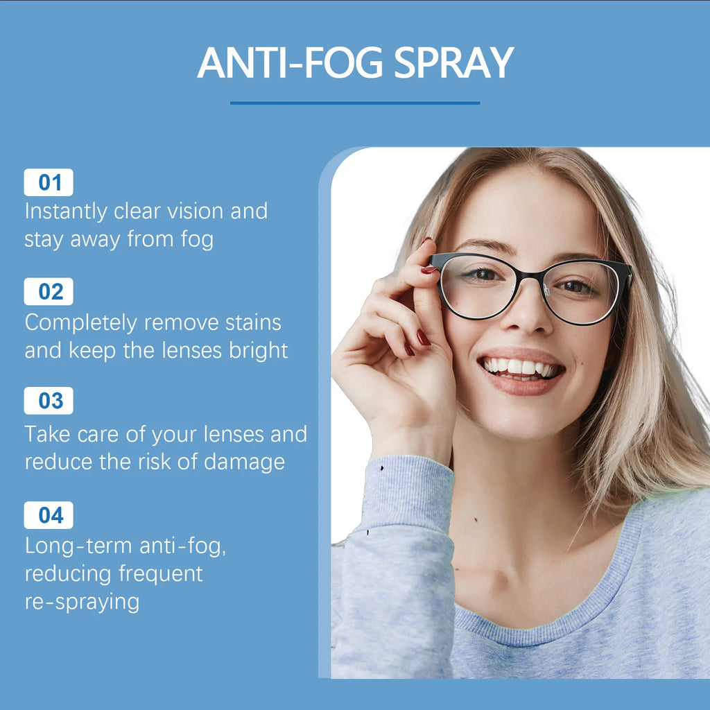 Glasses Lens Cleaner Spray Scratch Removal Portable Eyeglass Polish Oil Dirt Stain Cleaning Water Repellent Glass Polisher Spray Qme