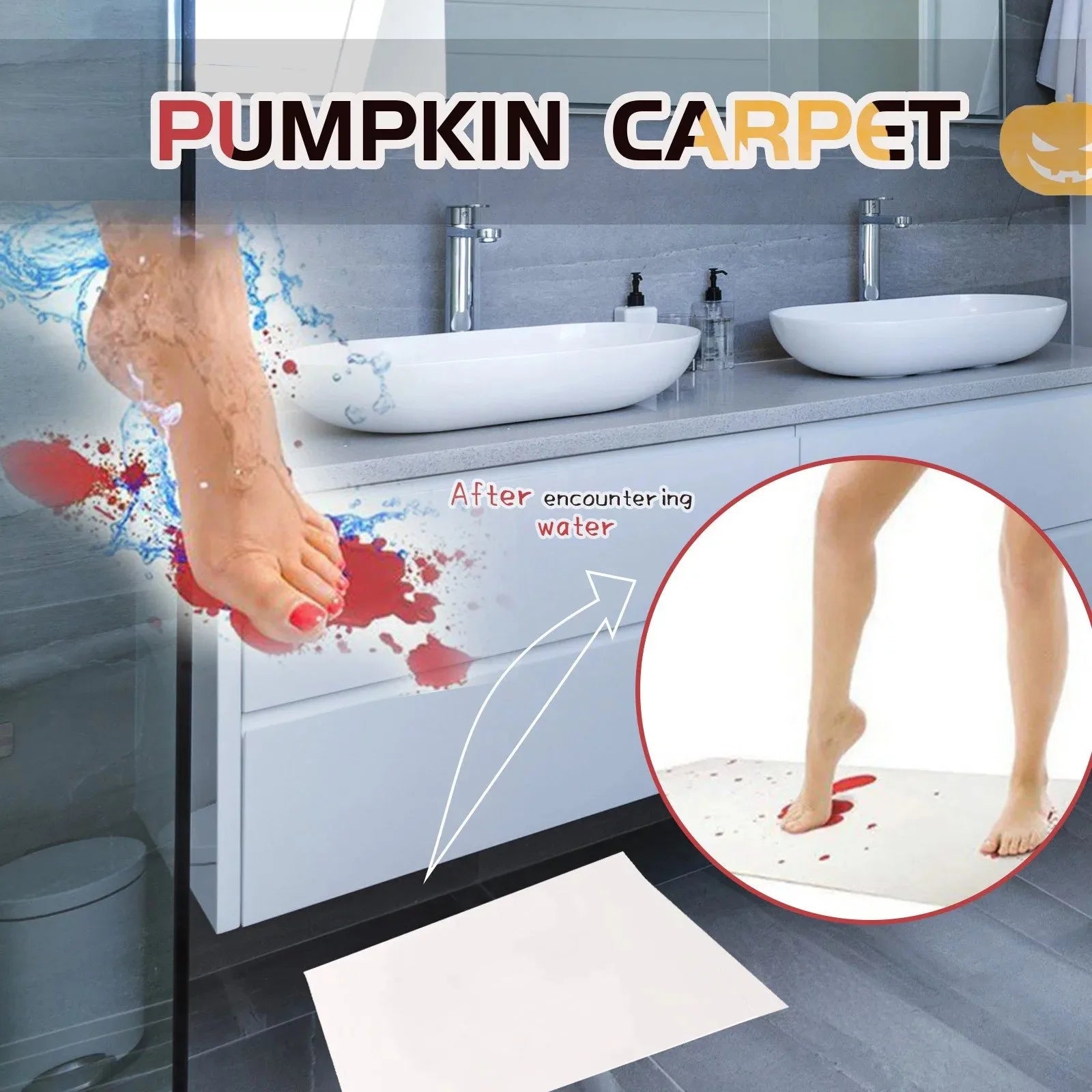 Bath Mat Color Changing Sheet Turns Red When Shower Bathroom Novelty Gift Halloween Atmosphere Decoration Bath Mat Qme as show One Size