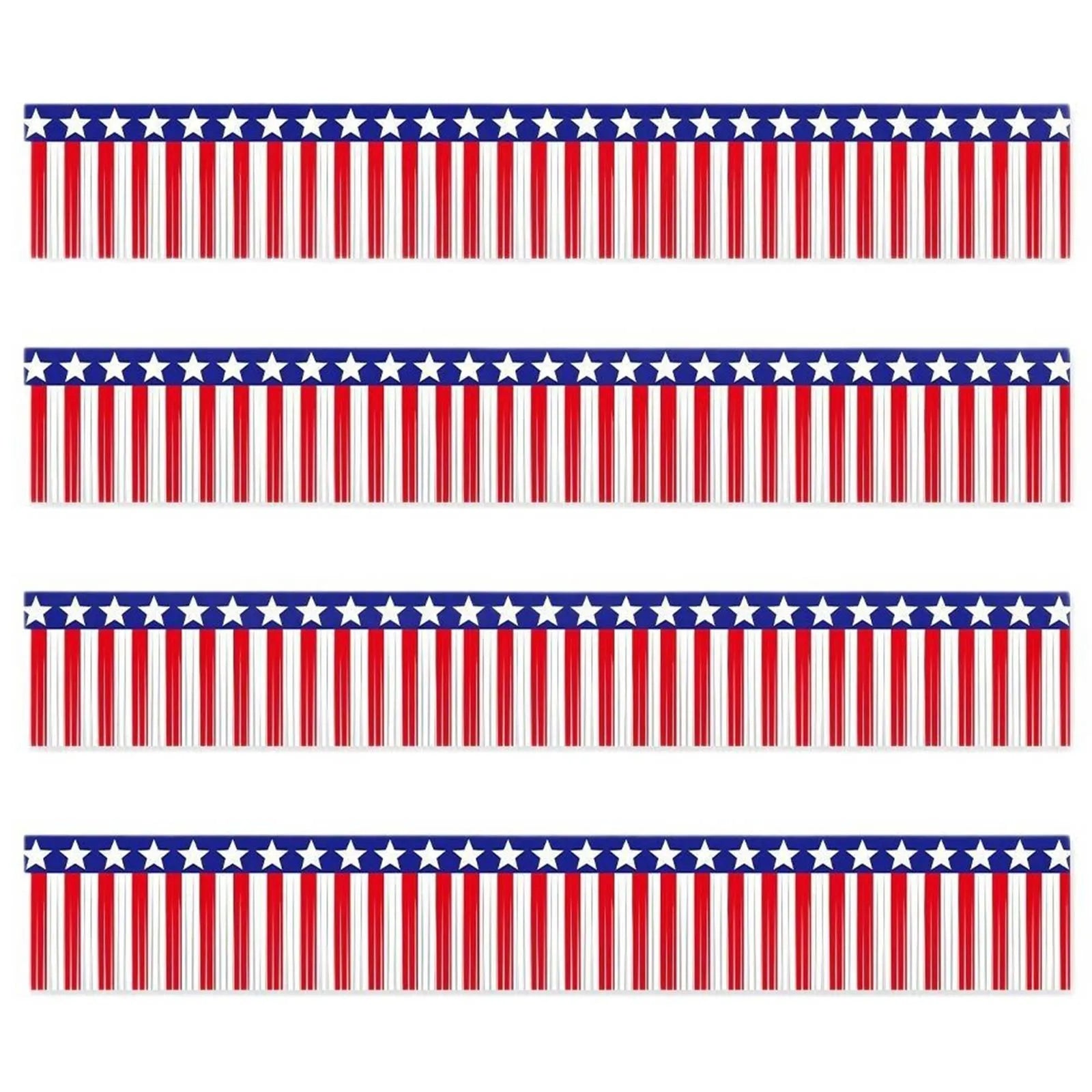 Red White Blue Hanging Background Banner Garland Party Table Skirt Decoration Independence Day Fringe Hanging Decor Supplies Qme A One Size