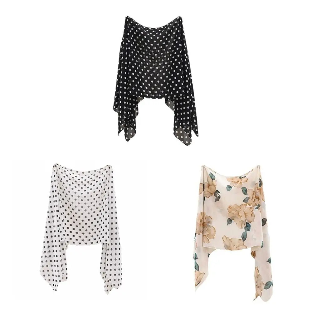 Elegant Mesh Transparent Sunscreen Cover-up Polka Dot Pullover Cover Qme