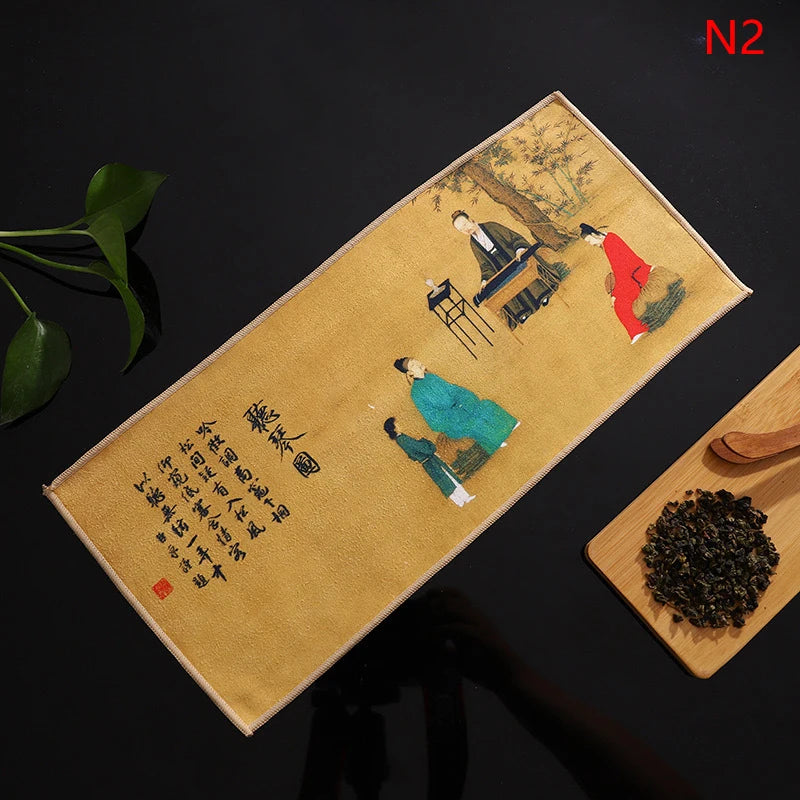 Retro Ancient Painting Tea Mat Matcha Green Powder Whisk Japanese Qme N2
