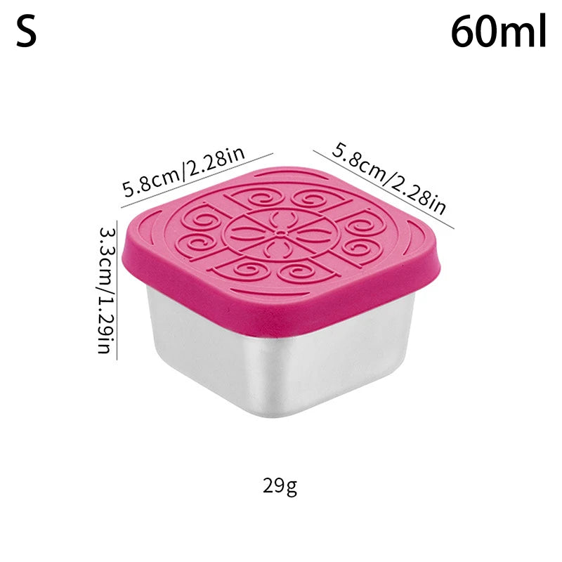 1 Stainless Steel Salad Box Snack Seasoning Container Silicone Lids Qme S Rose red
