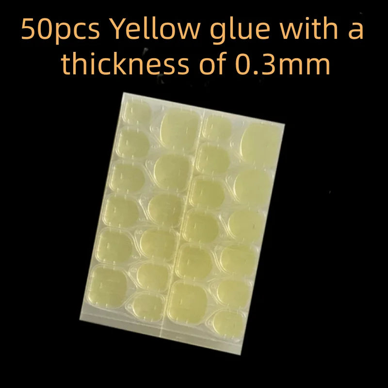 Stick Nail Jelly Double sided Adhesive Transparent Traceless Nail Glue Invisible Wear Nail Sheet Adhesive DIY Tools Qme 50pcs yellow