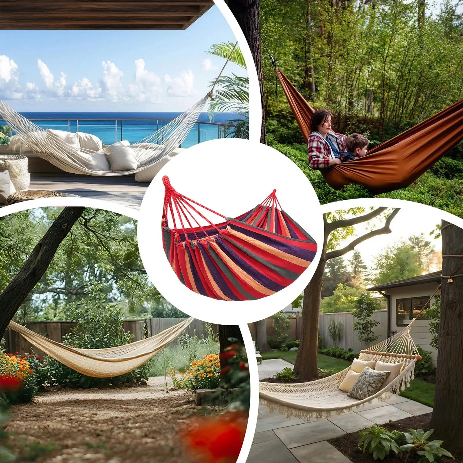 Outdoor Hammock 78x59inch Comfort Portable Lightweight Swing Adults Camping Hammocks For Travel Backpacking Hiking Picnic Beach Qme