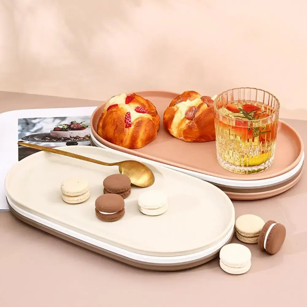 Fruit Plate Dessert Tray Stackable Oval Food Serving Tray Free Bone Dish Snack Plate Reusable Smooth Edge Food Plate for Kitchen Qme