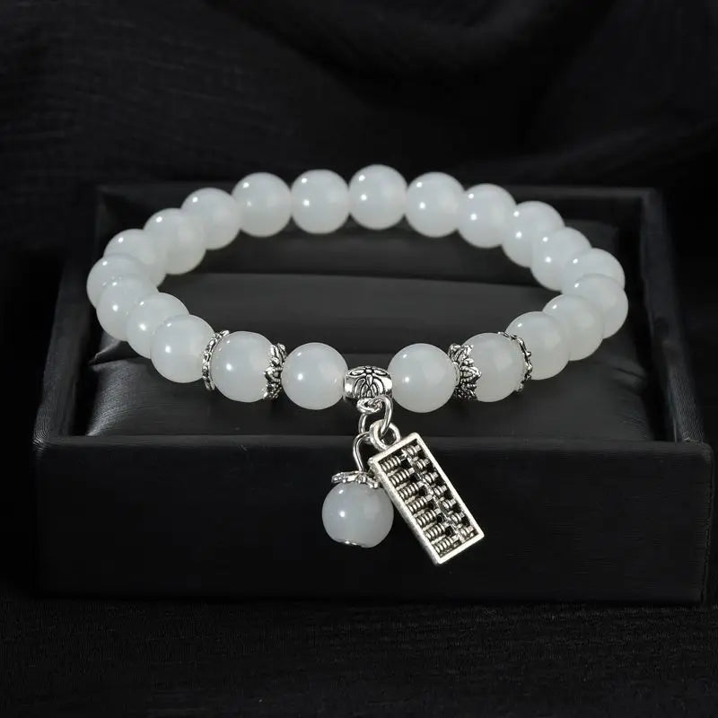 b20 Natural Stone Agate Amethyst Abacus Beaded Bracelet Men and Women Magnetic Health Protection Fashion Jewelry Gifts Qme white