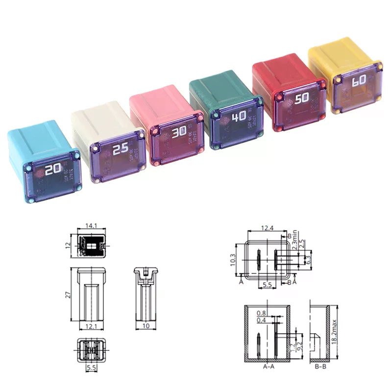 Square Fuse 20A 25A 30A 40A 50A PEC Automotive Car Tube Waterproof Qme