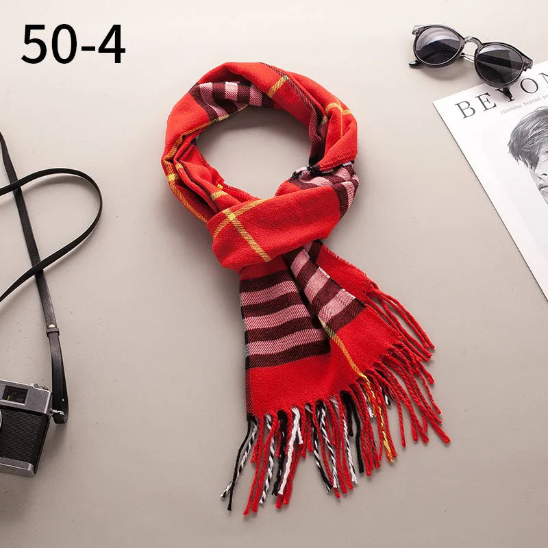 Imitation Cashmere Warm Scarf Women Winter Men Shawl Plaid Female Qme rt2 One Size >8Y
