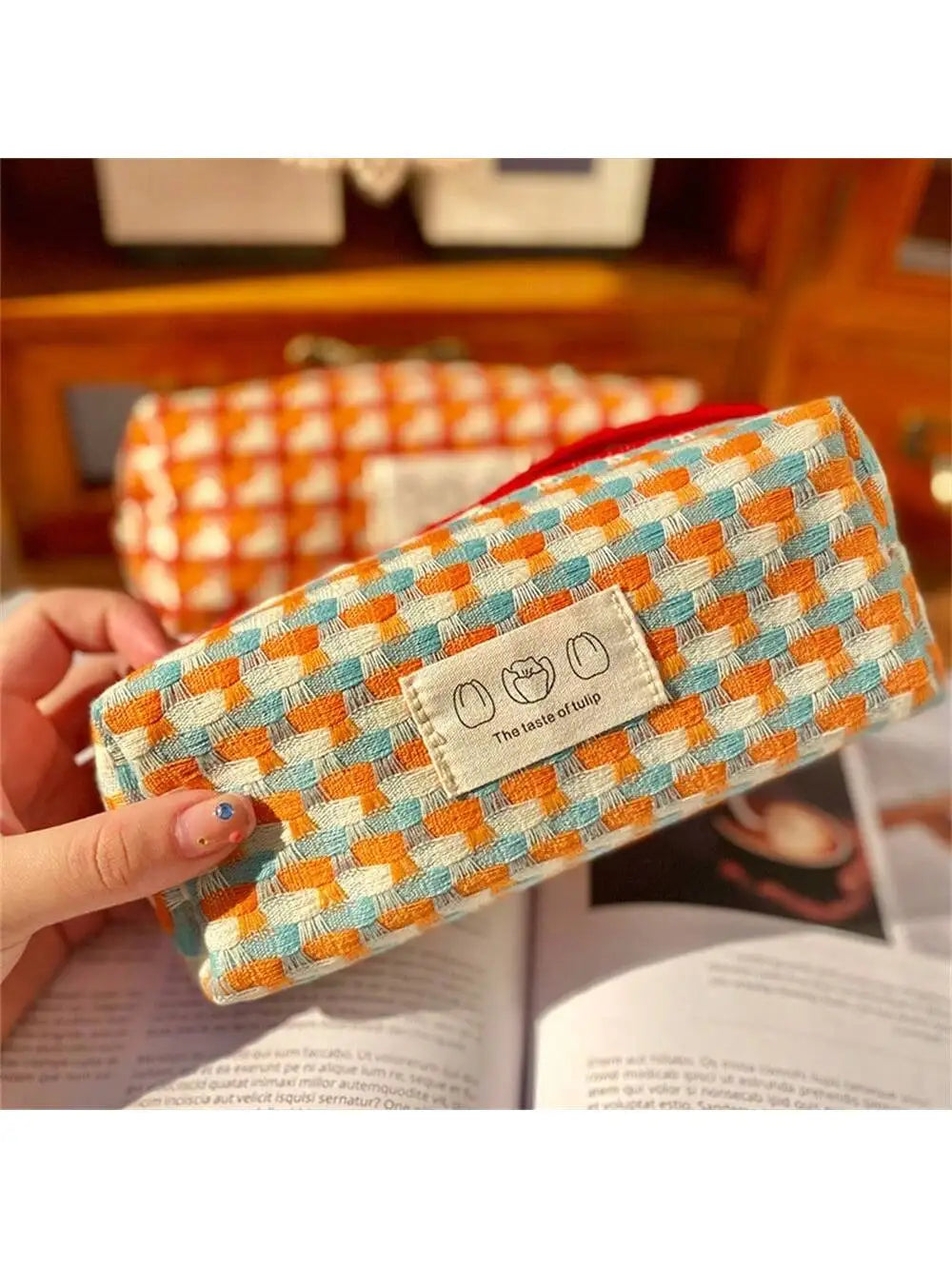 Stationery Bag Pencil Case Large Capacity Handheld Box Cosmetics Qme