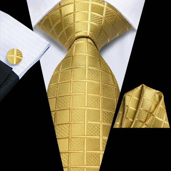 Hi-tie Plaid Mens Necktie Green Wedding Tie Men Hanky Cufflinks Qme HT-LDSN0018