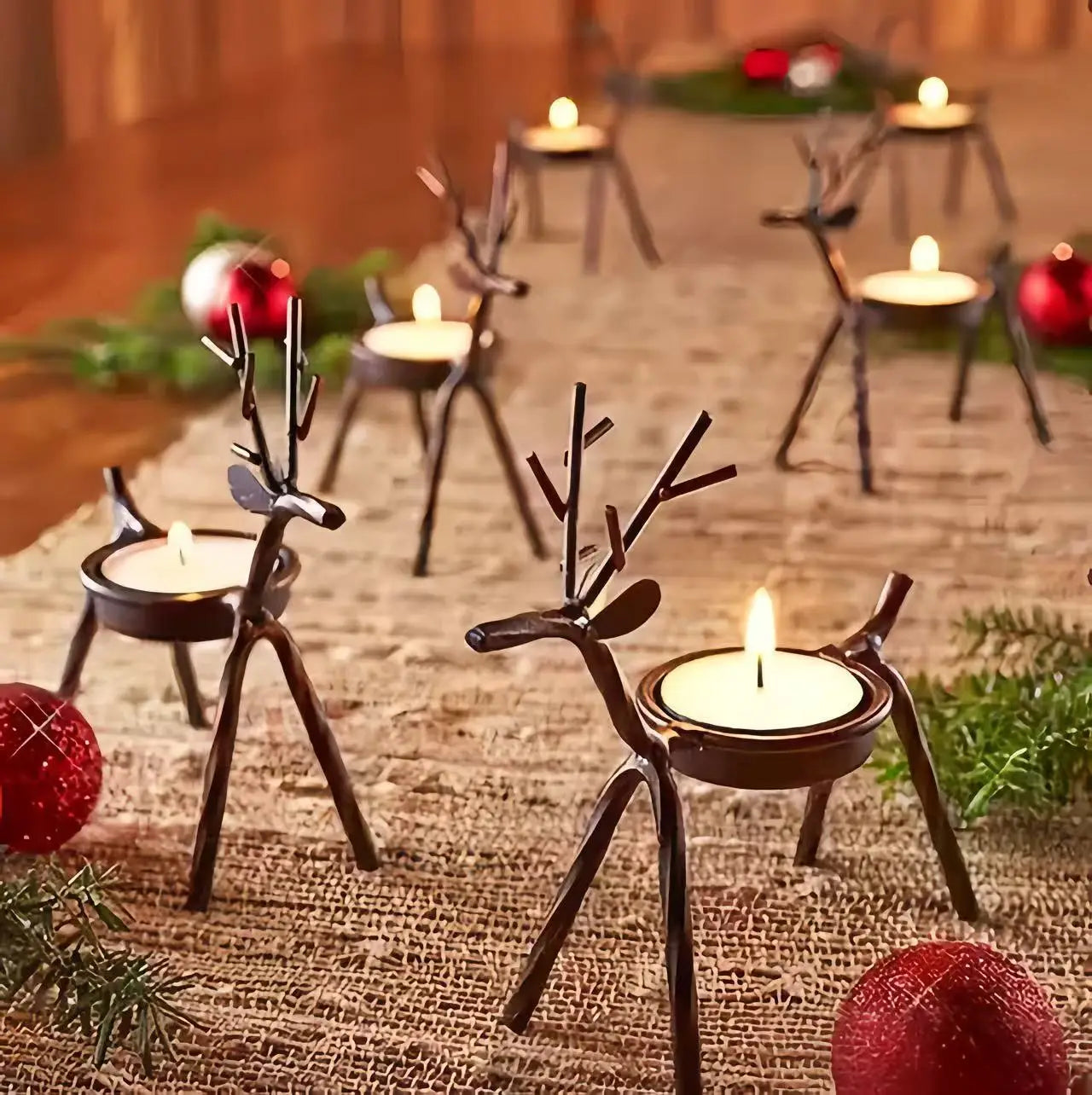 Retro Stag Tea Light Cups Metal Candle Stands Xmas Home Decor Dining Qme