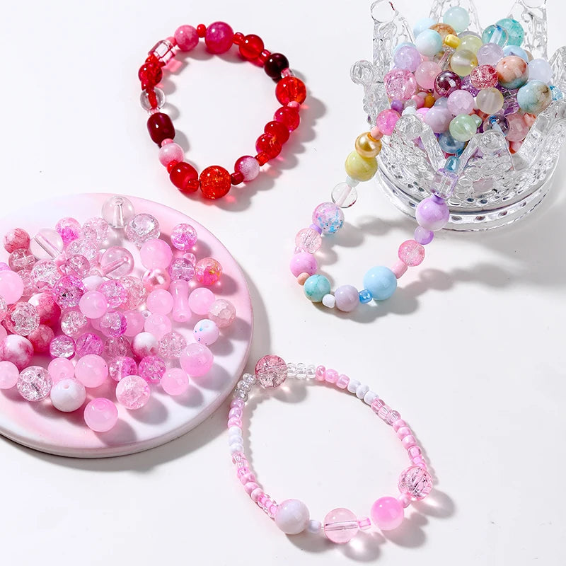 50g Assorted Glass Beads for Jewelry Making 2-10mm Colorful Crystal Beads for Bracelets Earrings Necklaces Crafts Making DIY Art Qme