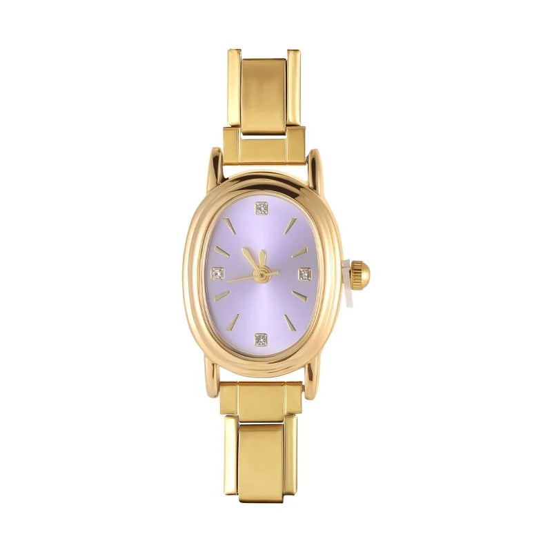 Fashion Women's Stainless Steel Square Flowers Watch Round Moon Sun