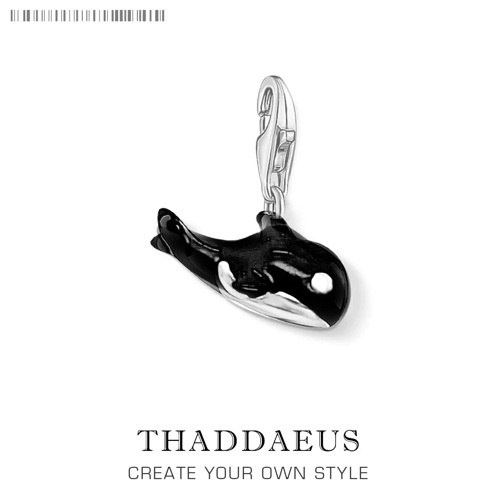 Charm Pendant Enamel Orca Whale Jewelry For Women Men Cute Gift In 925 Sterling Silver Qme Lobster Clasp