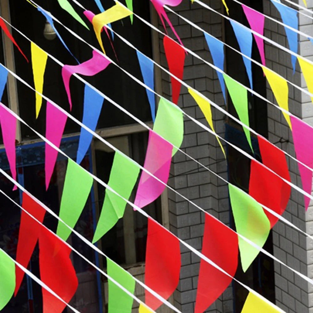 100PCS Colorful Flags, Triangular String Flags, Outdoor Opening Festival Celebration, Wedding Thickened Rope Qme Default Title