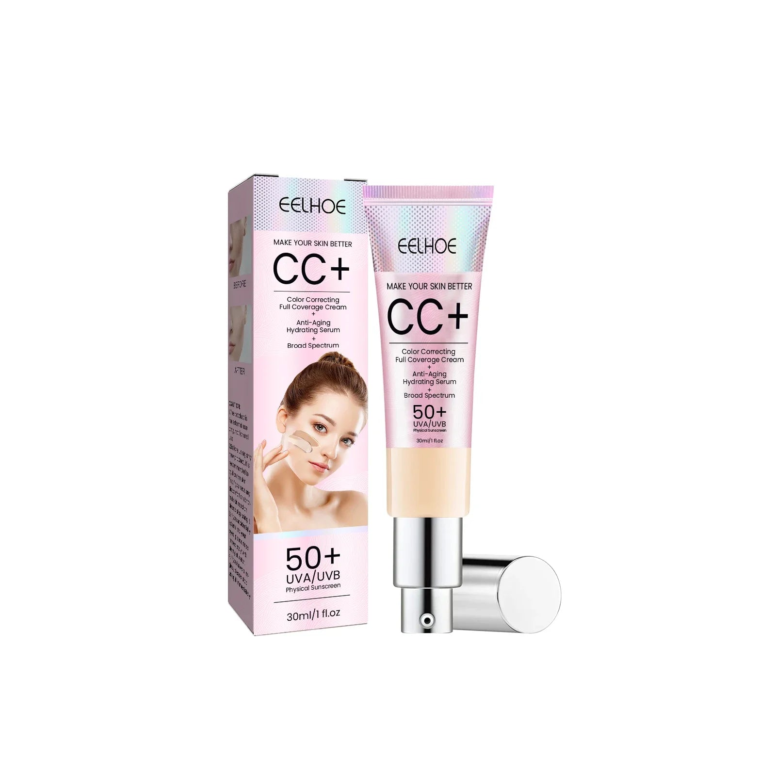 1/2/3pcs CC Cream Foundation Waterproof Brighten Moisturizing Foundation Concealer Oil-Control Long Lasting Spf 50 Makeup Qme 1Pcs Light White
