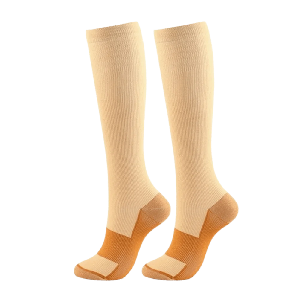 Running Socks Elastic Compression Knee Breathable Men Calf Stockings Qme Nude L