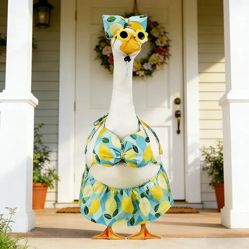 Bikini Porch Goose Outfits with Sunglasses & Swimming Tube for 23" Summer Goose Costume Garden Patio Statue Decor Qme