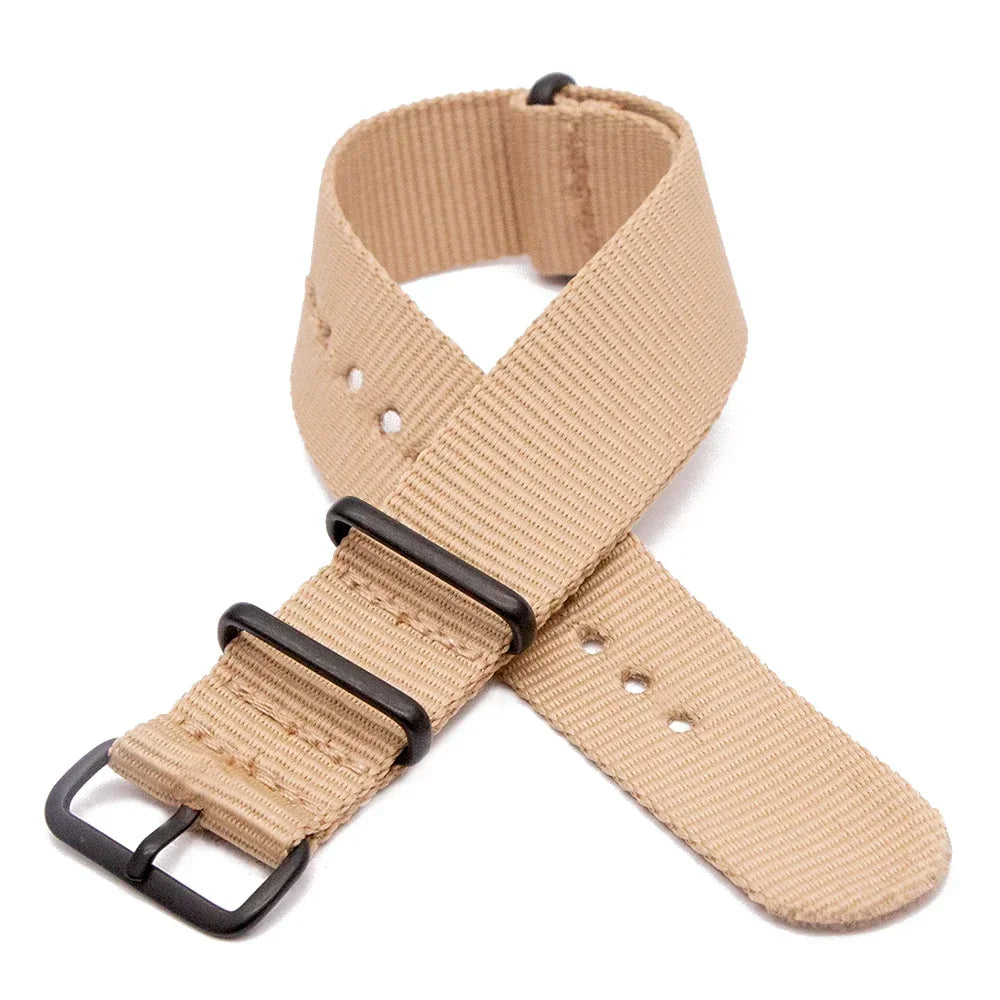 Sports Watch Band Nylon Strap Stainless Steel Black Frosted Buckle Adjustable 18MM 20MM 22MM 24MM Unisex Replacement Wristband Qme